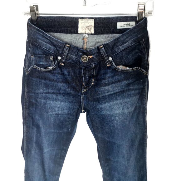 DYLAN GEORGE Jeans JEZEBEL Regular Rise Flare Ring Spun Blue Denim SIZE 24 - Picture 3 of 7